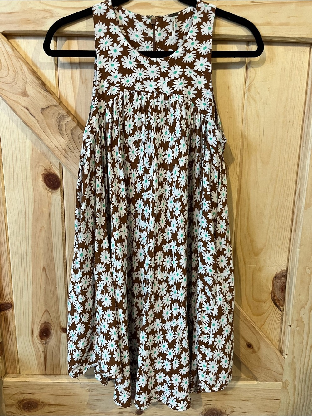Free People Brown White Green Floral Mini Dress 100% Viscose